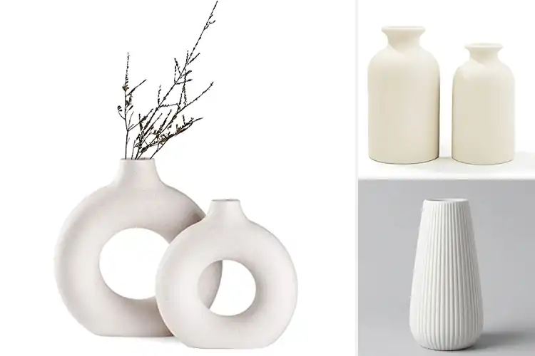 Detailed view of Best Cream White Vase Pair